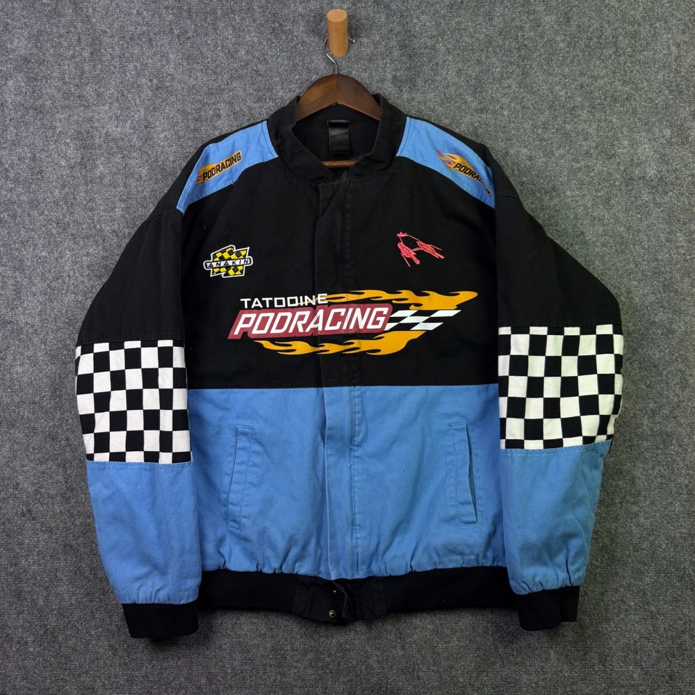 Star Wars Our Universe Podracing Jacket Mens XL Blue Tatooine Racing Bomber